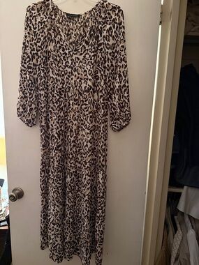 Banana Republic Leopard Print Maxi Dress in Beige and Brown